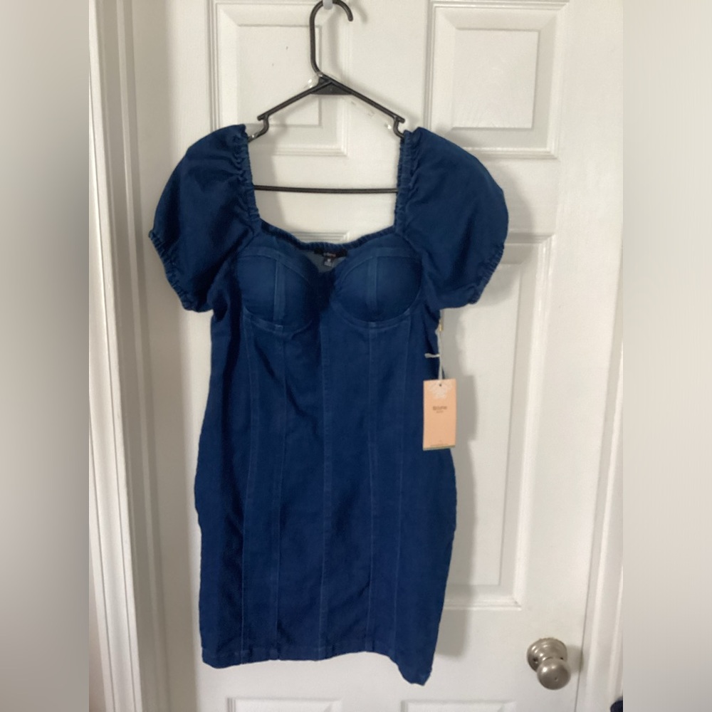 Blue Puff Sleeve Dress